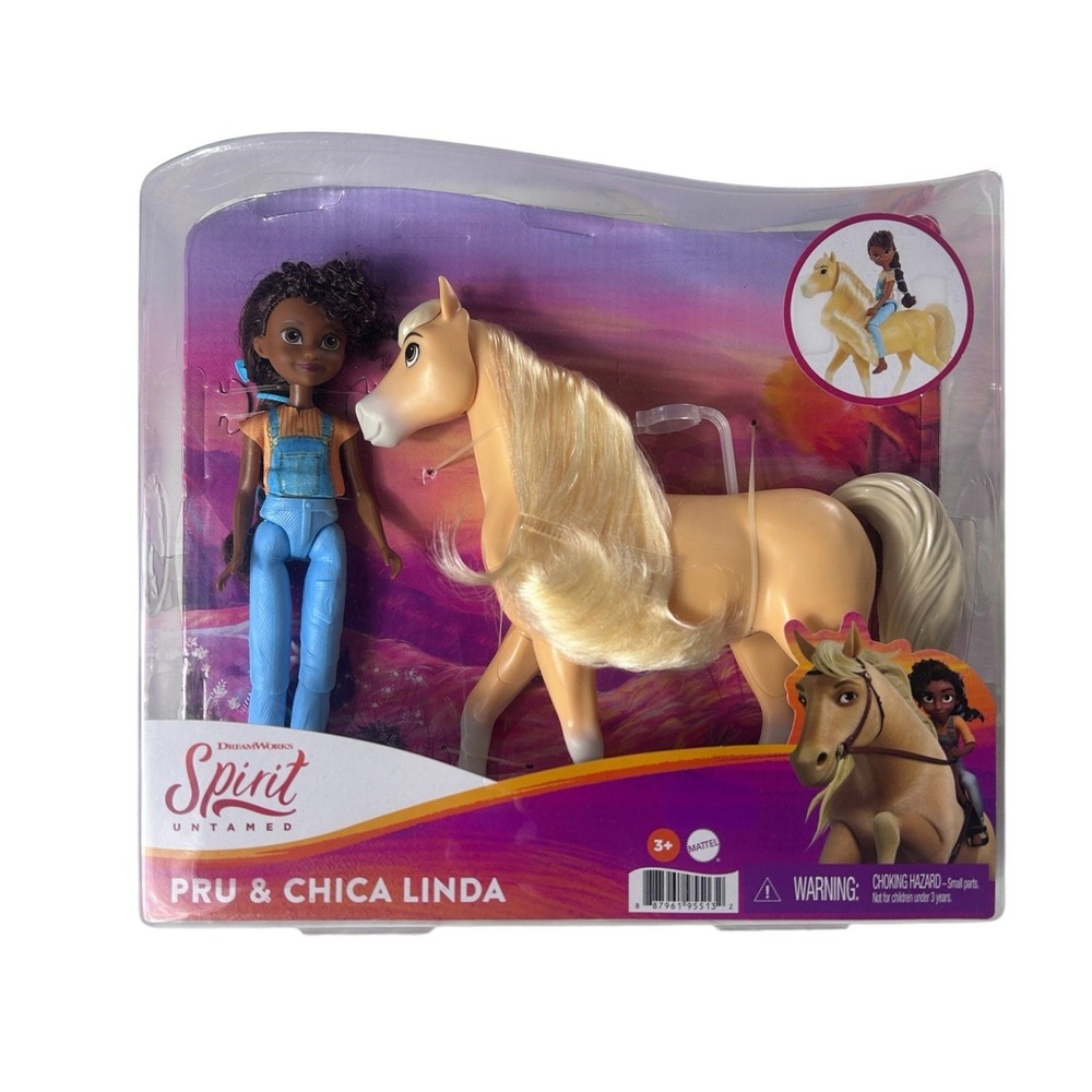Mattel DreamWorks Spirit Untamed Pru Doll and Chica Linda Horse Set GXF22 NEW
